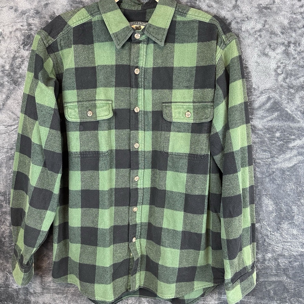 Field & Stream Men's Flannel Plaid Button Up Shirt Pockets XL Tall Long Sleeve